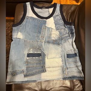 Dolce & Gabbana Blue Denim Patchwork Jumper